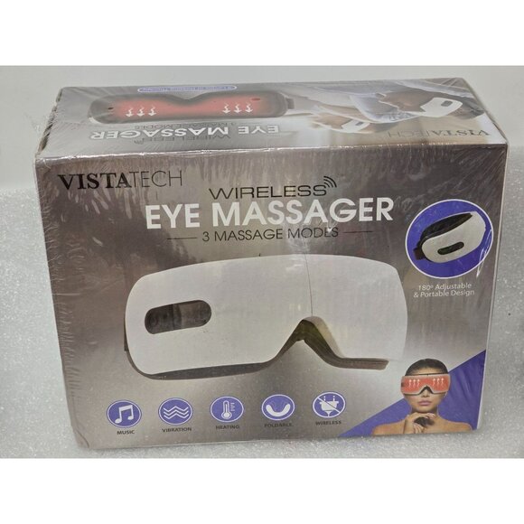 VistaTech Wireless Eye Massager 3 Modes Heating Vibration Music 180° Adjustable - Picture 1 of 3